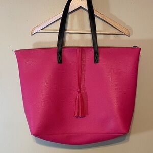Pink Tote Bag with Black Handles